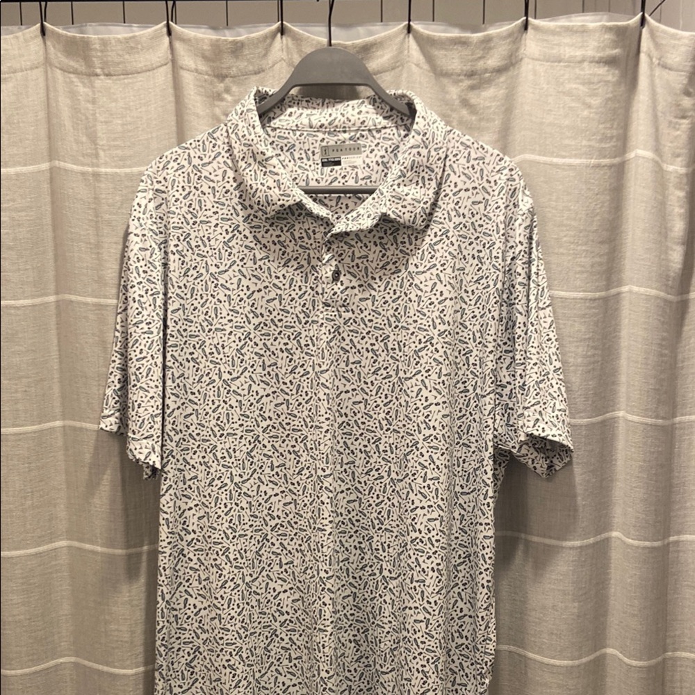 PGA Tour White Polo Shirt with Subtle Pattern